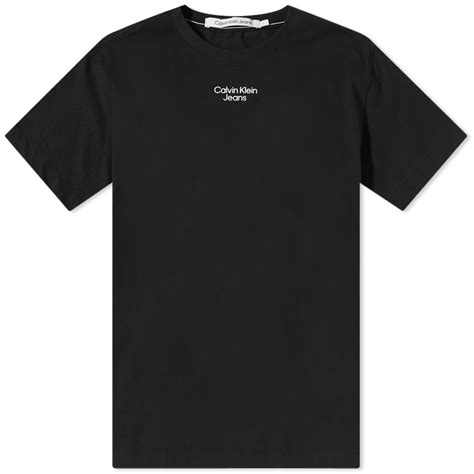 Calvin Klein Stacked Logo T Shirt Black End Gb