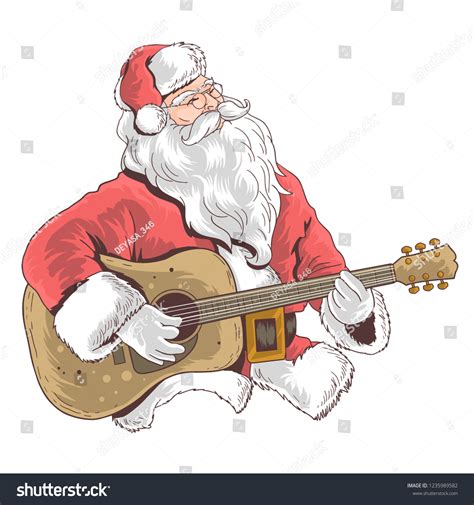 Santa Claus Play Guitar Music Stock Vector (Royalty Free) 1235989582 ...