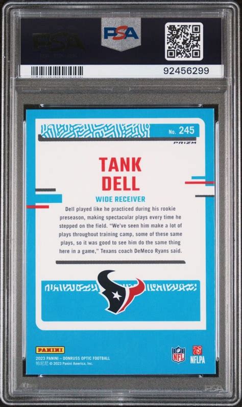 Panini Donruss Optic Tank Dell Rated Rookie Holo Silver Prizm