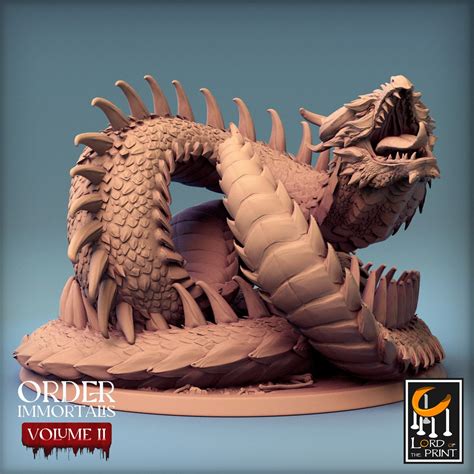 Jormungandr Giant Snake Serpent V2 Premium Dnd Miniature Mini Unchained