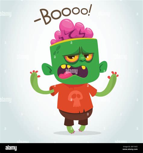 Cartoon funny zombie. Halloween vector illustration of scary monster ...