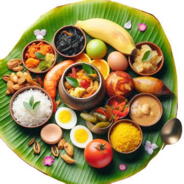 Folha De Bananeira Do Festival Onam Vários Alimentos Indianos Em