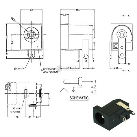 Conector Alimentacion DC Jack 5 5mm X 2 1mm Para PCB HEMBRA