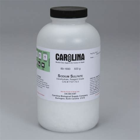 Sodium Sulfate Decahydrate Reagent Grade 500 G Carolina Biological