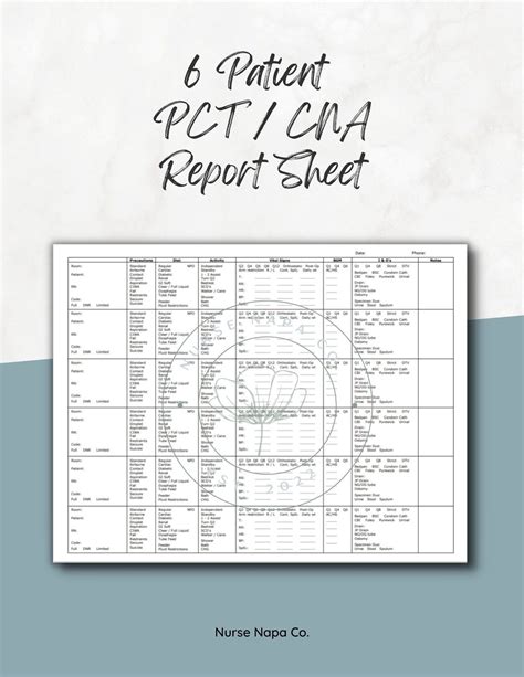 Patient Pct Cna Report Sheet Bundle Multi Patient Report Sheet