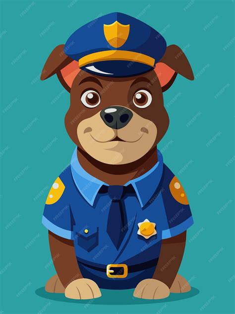 Desenho Do Cachorro Policial - Um desenho animado de um cão policial vestindo um chapéu azul | vetor ...