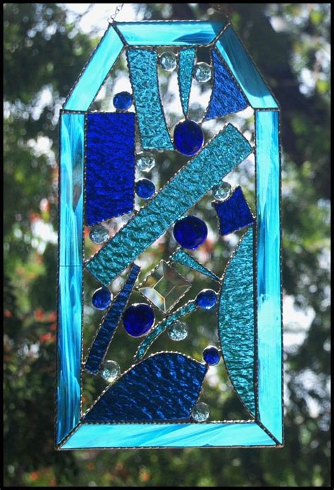 Stained Glass Sun Catcher Abstract Design Stained Glass Panel Stained Glass Art Abstract Art