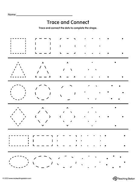 Free Trace And Connect The Dots To Complete The Shapes Shapes Worksheet Kindergarten Shapes