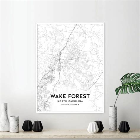 Wake Forest Map Print Wake Forest Map Poster Wall Art Nc - Etsy