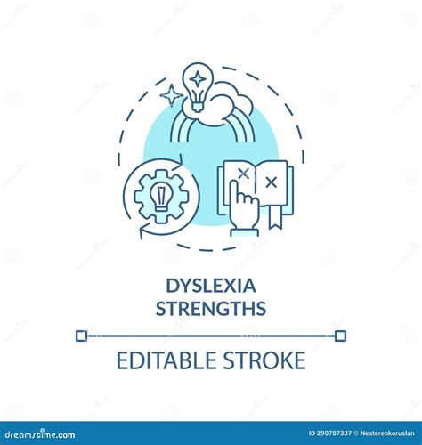 2d Blue Line Icon Dyslexia Strengths Concept Stock Illustration