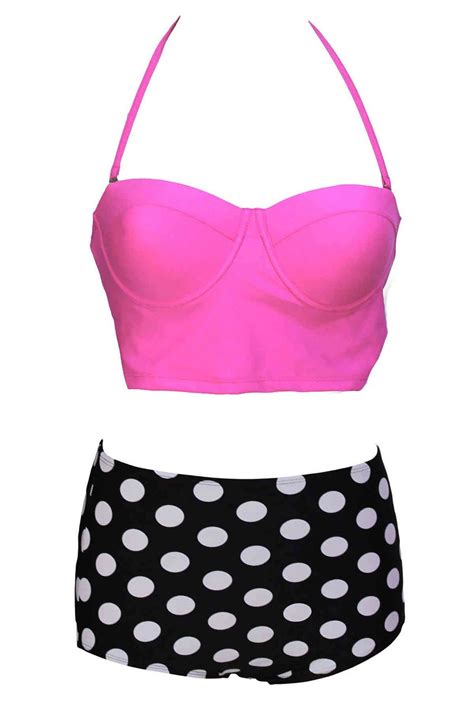 Angelsin Üstü pembe Yüksek Bel Şık Bikini ÇamaşırcımShop