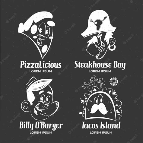 Premium Vector | Retro cartoon restaurant logo collection