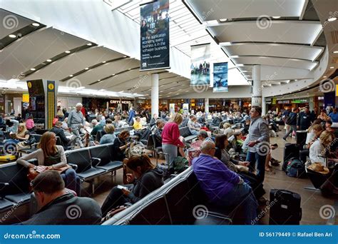 Passengers In Heathrow Airport In London Uk Editorial Stock Image