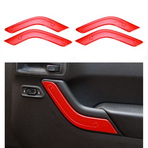 Red Interior Door Handle Cover Trim Panel 4door For Jeep Wrangler Jk 2011 2017 Ebay