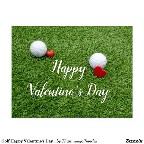 Golf Happy Valentines Day With Love And Golf Ball Postcard Zazzle