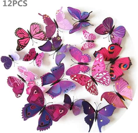 Richipy Stickers Unids D Mariposa Pegatinas De Pared De Pvc