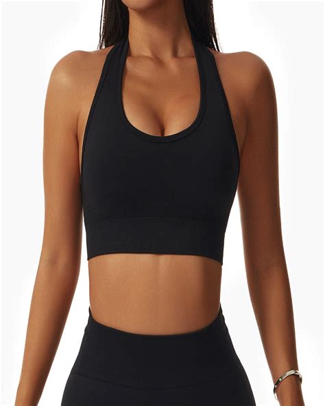 Halter Sports Bra Black