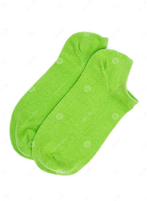 Woman`s Original Ankle Low Rise Green Socks Isolated On White Stock