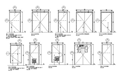 Multiple single and double doors elevation blocks cad drawing details ...