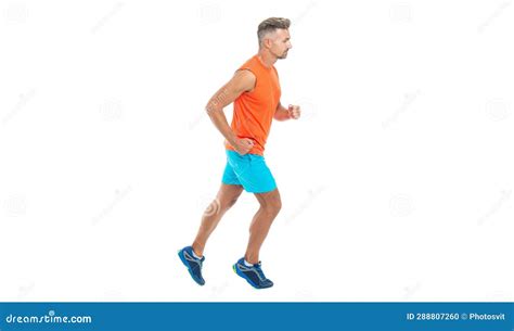 Side View of Runner at a Long Sport Run. Runner Run on White Studio Stock Photo - Image of ...