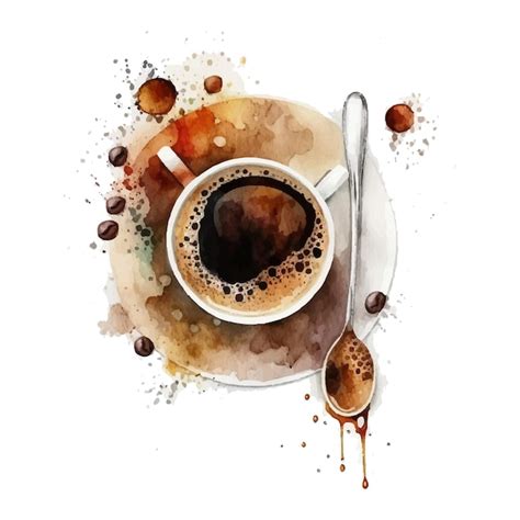 Illustration Aquarelle De Café Dessiné à La Main Sur Fond Blanc