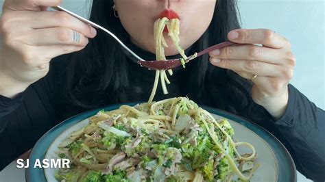 Asmr Broccoli Tuna Pasta Linguine Eating Sound Mukbang