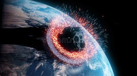 An asteroid impacts earth stock illustration. Illustration of globe ...