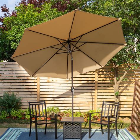 CozyHom 9 FT Outdoor Patio Umbrella Steel Market Umbrella With Push