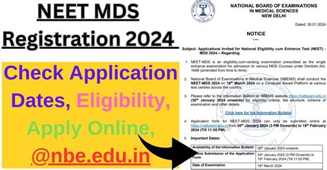 Apply Now NEET MDS Registration 2024 Check Application Dates