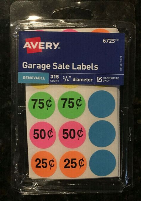 315 Avery Color Coding Labels Removable 34 Round Garage Sale Stickers