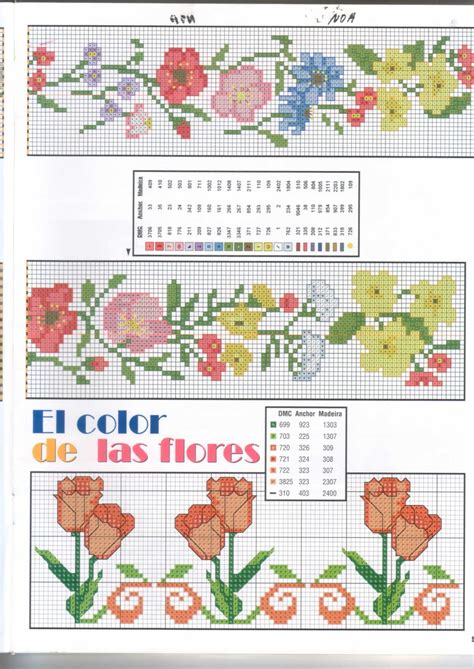 Manualidades Bordados De Flores En Punto De Cruz