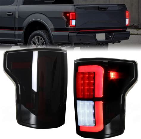 Kewisauto Led Tail Lights Assembly Kit For F150 New Upgraded Smoked Black Led