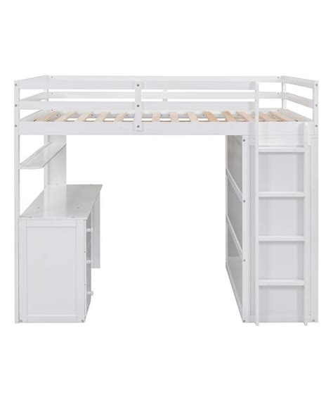 Simplie Fun Full Size Loft Bed With Drawers Desk And Wardrobe Macys