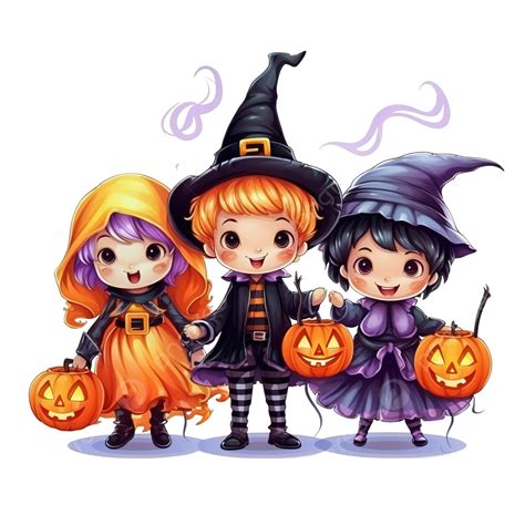 Feliz Fiesta De Halloween Con Un Grupo De Niños Disfrazados De