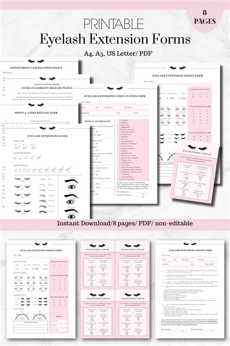 This Eyelash Extensions Forms Bundle Includes Basic Templates That