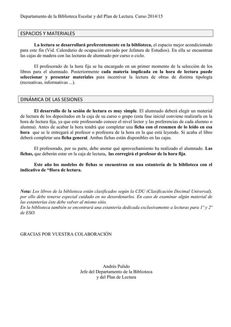 Orientaciones Hora De Lectura Curso 2014 15 PDF