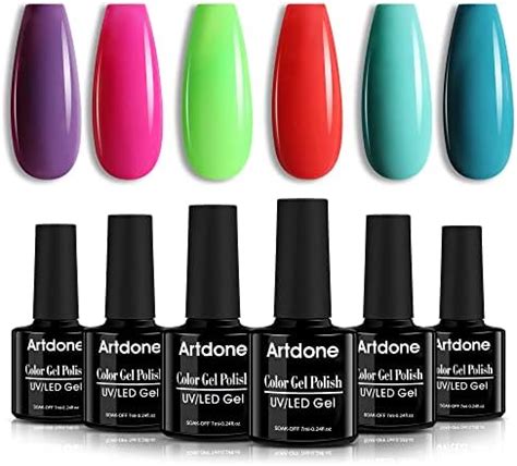 Amazon Artdone Gel Nail Polish Set 6 Colors Nude Grey Peach Dark Red Colors Nail Polish