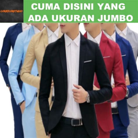 Jual Jas Blazer Tebal Pria Cowok Polos Kantor Kerja Formal Saku Pesta