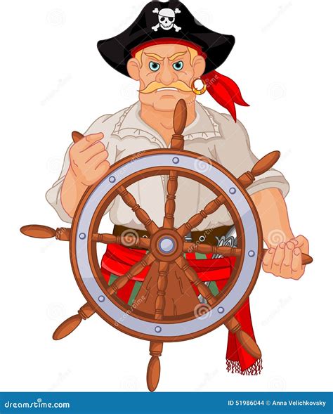 Pirate at the wheel stock vector. Image of ocean, designs - 51986044