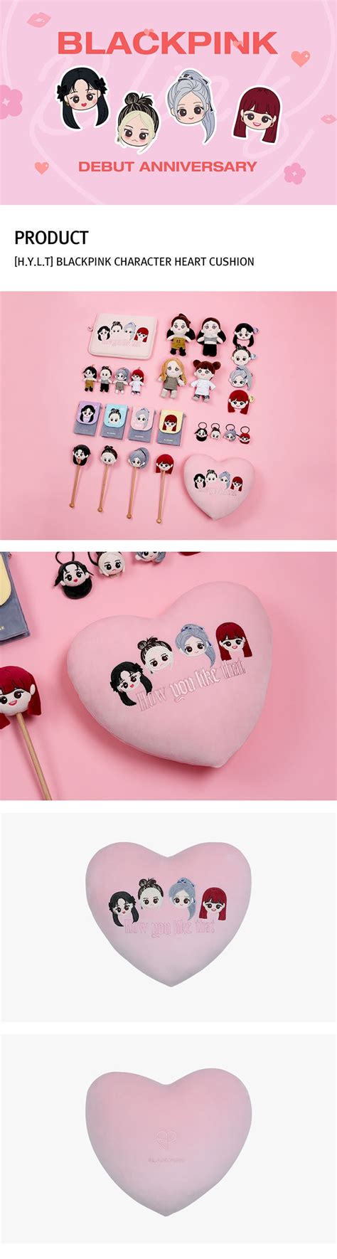 Blackpink [h Y L T] Character Heart Cushion