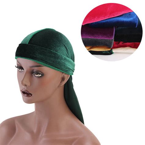 Men Women Velvet Durag Turban Cap Chemo Bandana Hats Pirate Headscarfb