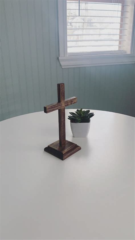 Wooden Cross 9 Stand Up Cross Cross With Base Handmade Etsy