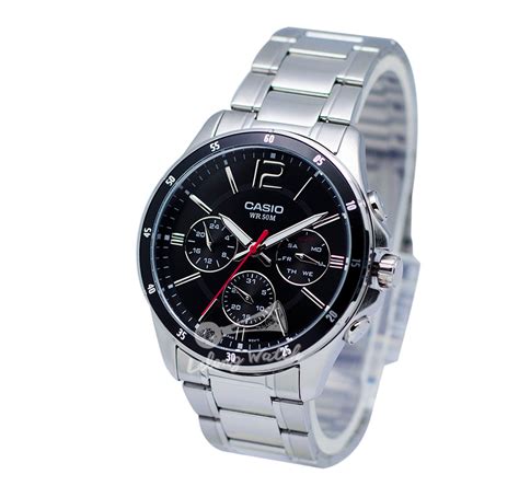 Casio Men S Watch Chronograph Stainless Steel Silver MTP 1374D 7AVDF