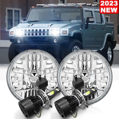 For Hummer H Pair Dot Inch Round Led Headlights Drl High