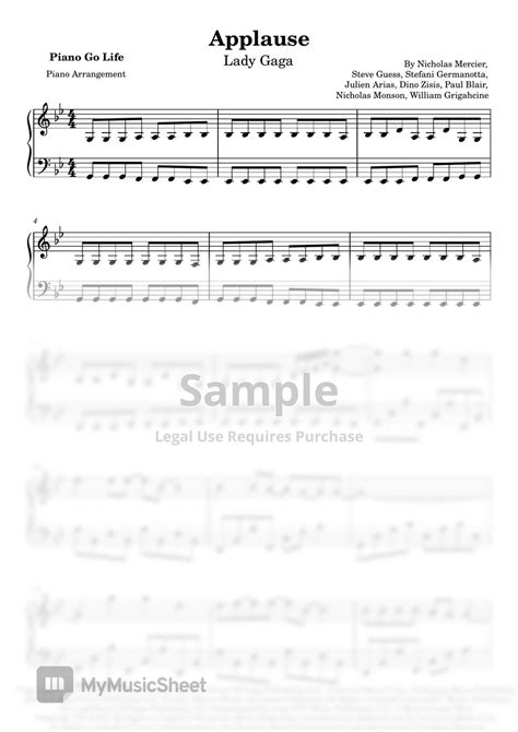 Lady Gaga Applause Sheets By Piano Go Life