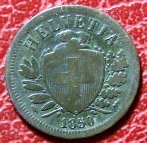 Switzerland HELVETIA 1850-A 2 Rappen/Centimes Coin | eBay