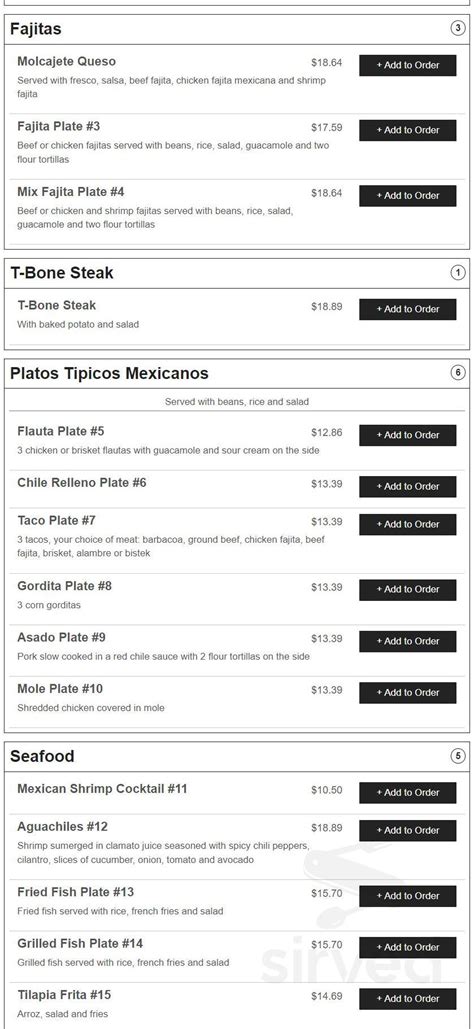 La Herradura Taqueria Menus In Kermit Texas United States