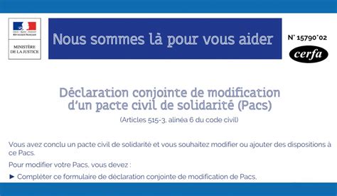 Cerfa 15789 03 déclaration conjointe de dissolution d un Pacs