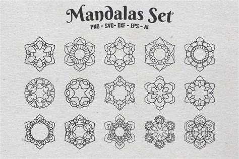 Mandala SVG Mandala Frames Set SVG Cut Files PNG Clipart