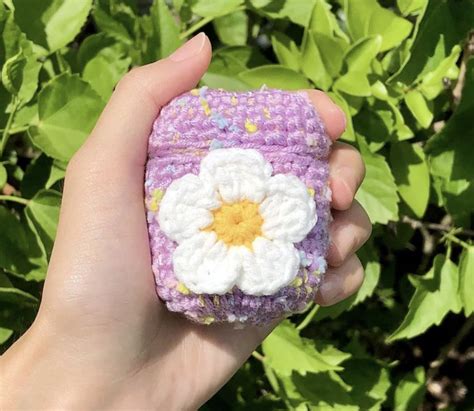 Tweed Flower Crochet Airpods1 2 Pro Case Crochet Airpods Case Crochet